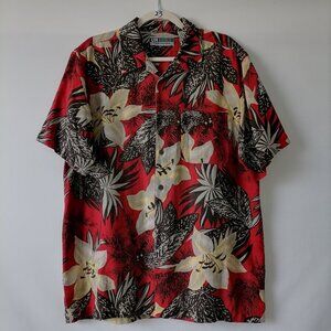 Untied Men's Multicolor Silk Short Sleeve Hawaiian Button-Up Shirt Size L